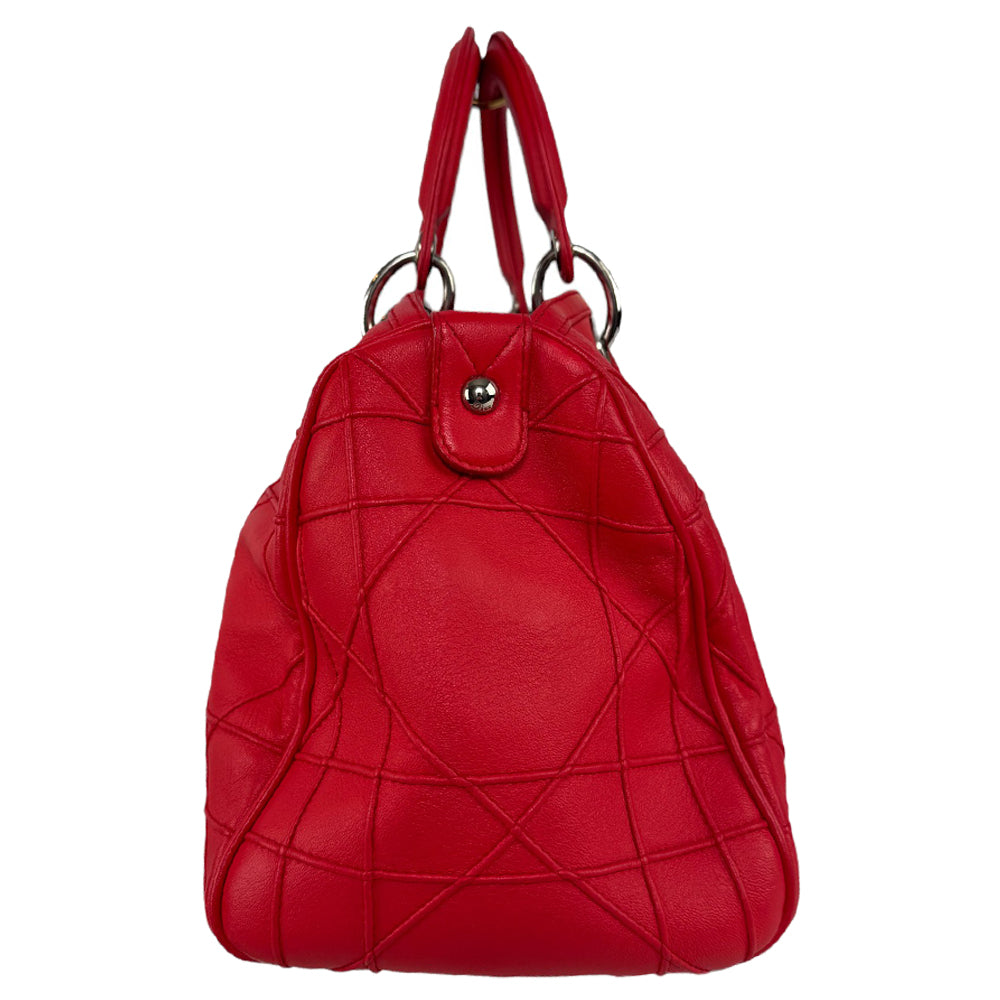 CHRISTIAN DIOR Cannage Granville Bolso de hombro de cuero rojo LHQ280