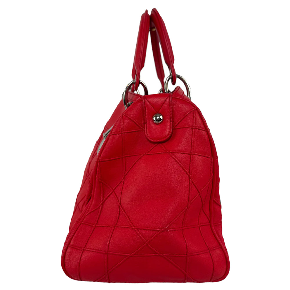 CHRISTIAN DIOR Cannage Granville Bolso de hombro de cuero rojo LHQ280