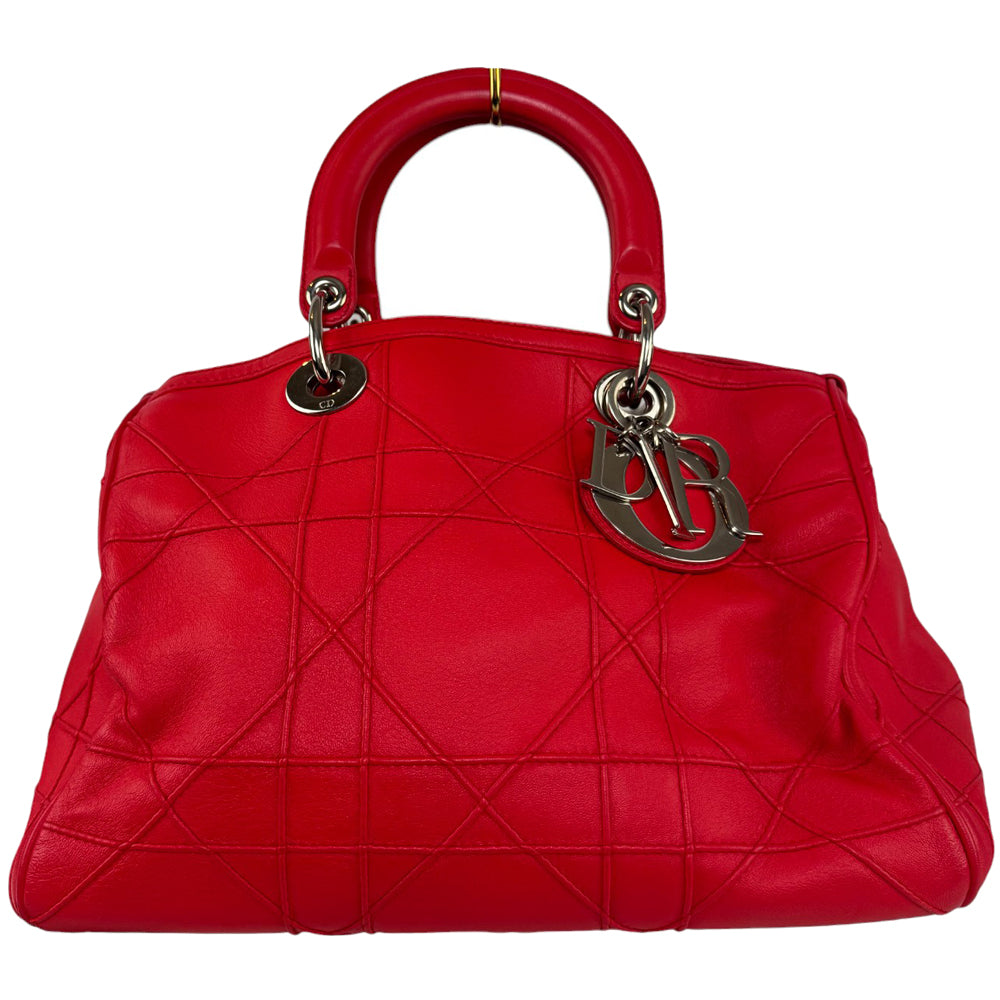 CHRISTIAN DIOR Cannage Granville Bolso de hombro de cuero rojo LHQ280
