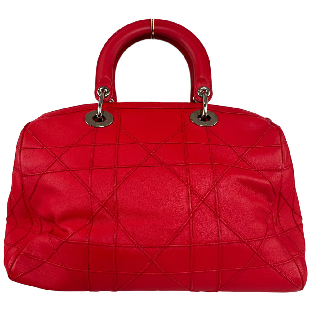 CHRISTIAN DIOR Cannage Granville Shoulder Bag Red Leather LHQ280
