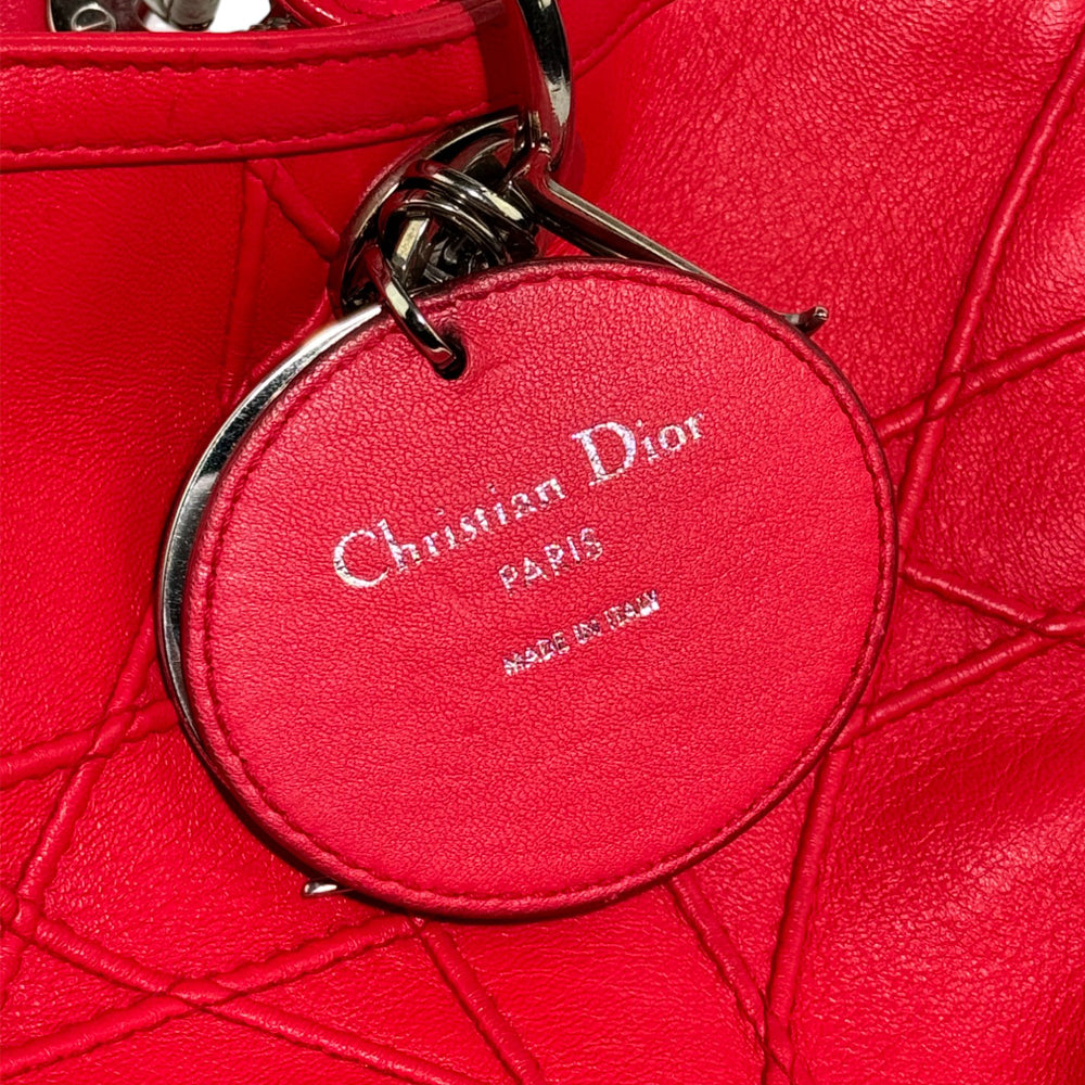 CHRISTIAN DIOR Cannage Granville Bolso de hombro de cuero rojo LHQ280