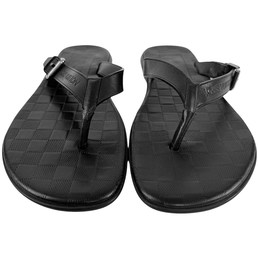LOUIS VUITTON Mens Damier Black Sandals Size UK 8.5 LHQ284