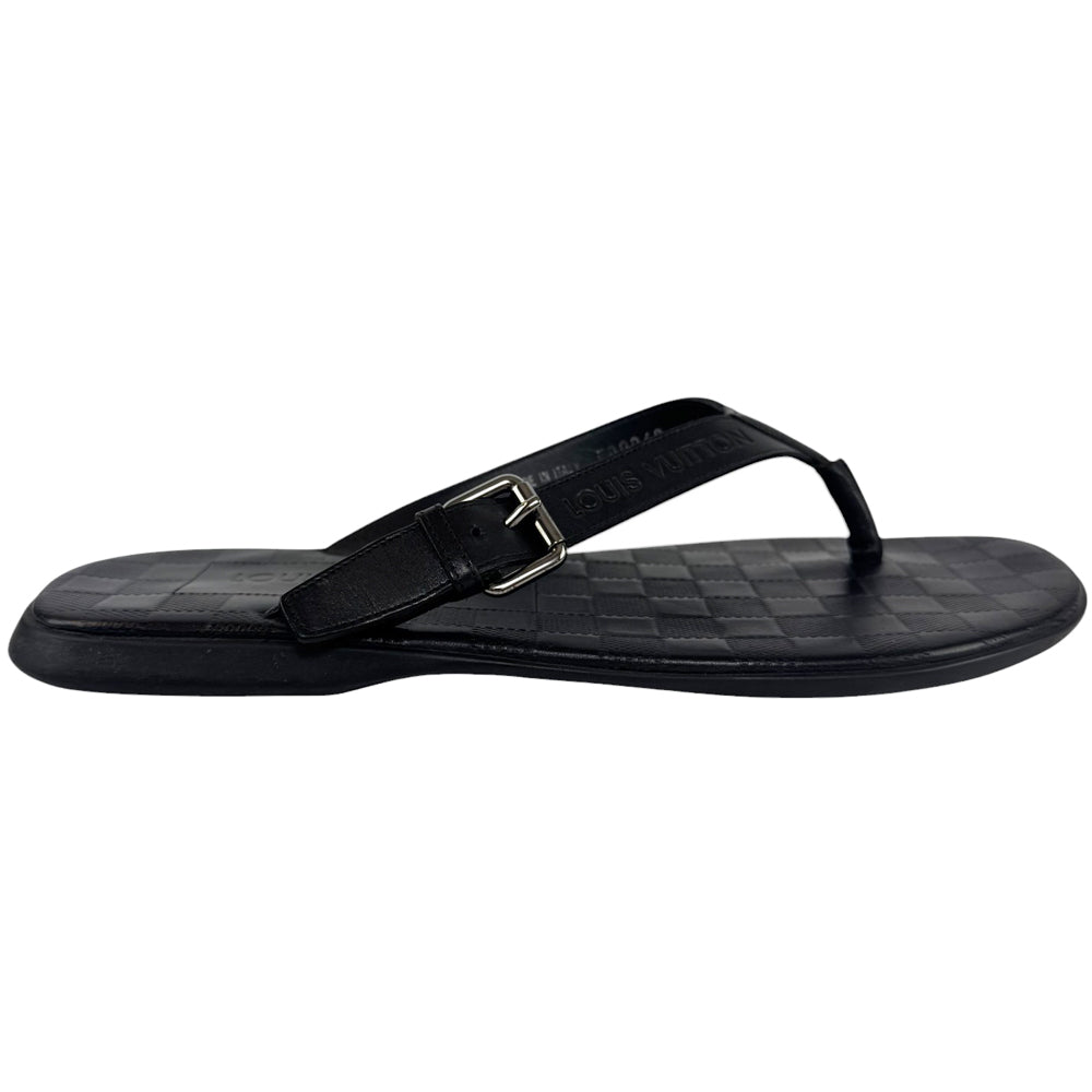 LOUIS VUITTON Uomo Damier Nero Sandali Taglia UK 8.5 LHQ284