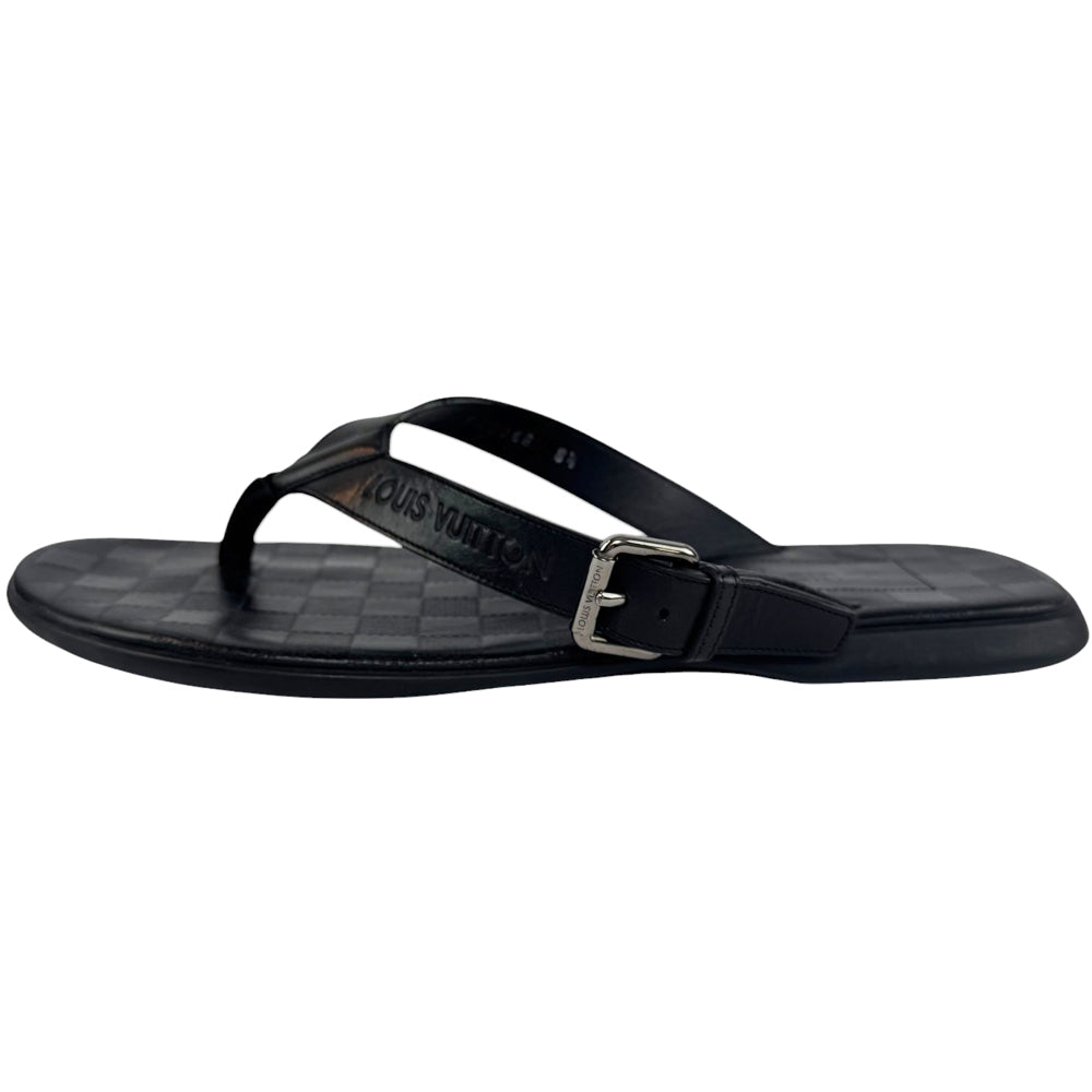 LOUIS VUITTON Mens Damier Black Sandals Size UK 8.5 LHQ284