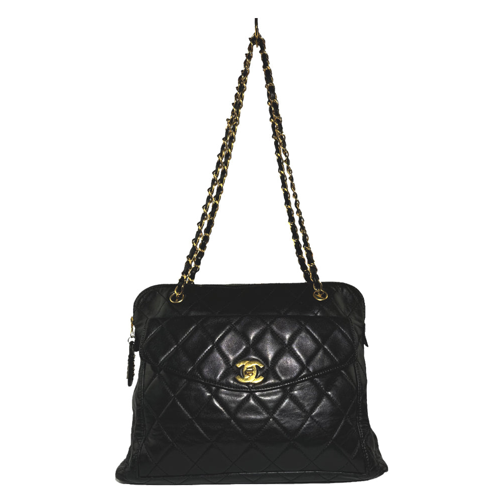 CHANEL Turn Lock Vintage Lambskin Tote Shoulder Bag LHQ307