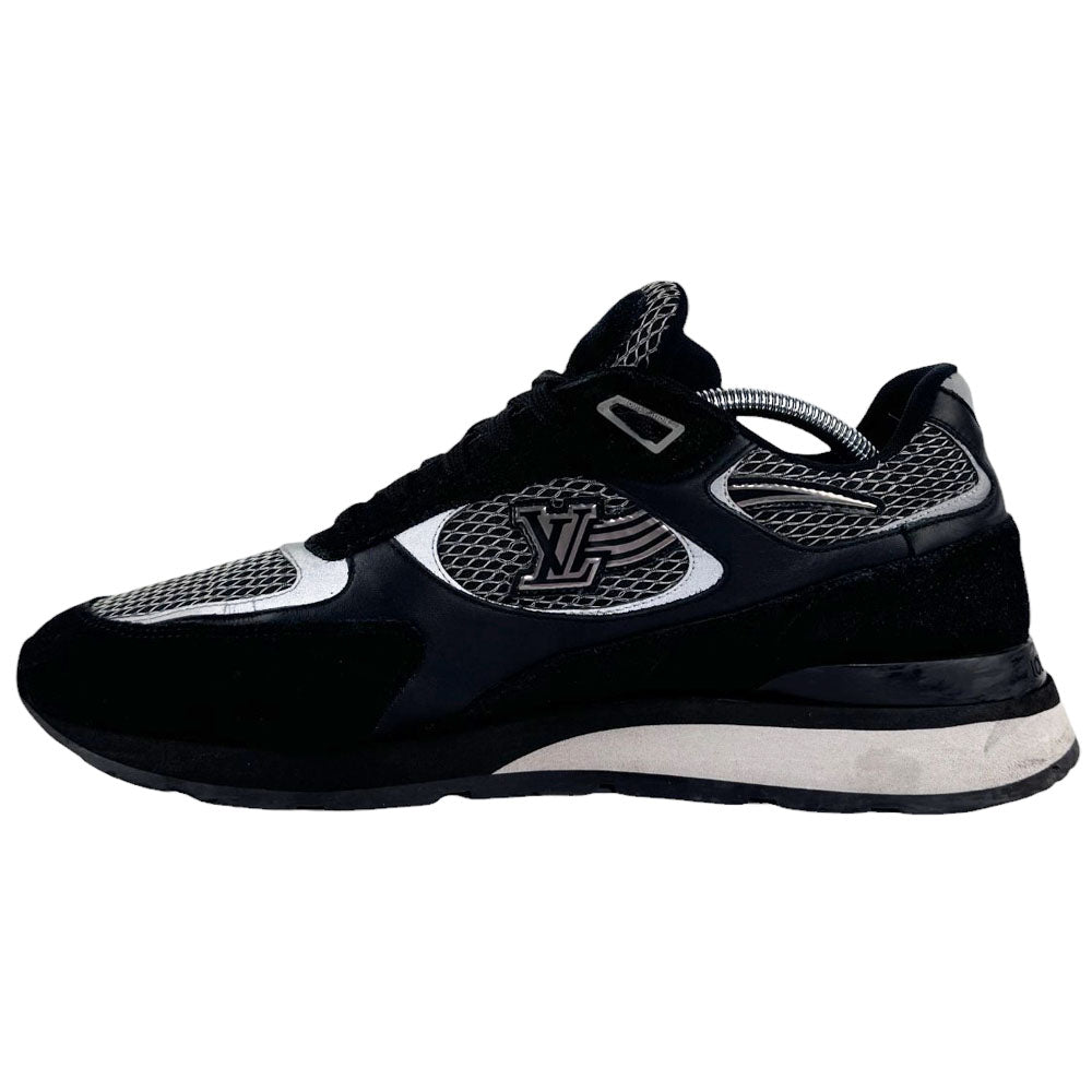 LOUIS VUITTON Run Away Trainers Black Grey Suede Leather Size 8.5 UK LHQ244