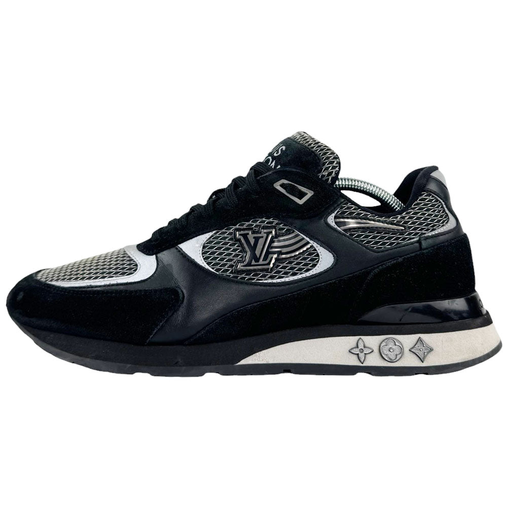 LOUIS VUITTON Run Away Trainers Black Grey Suede Leather Size 8.5 UK LHQ244