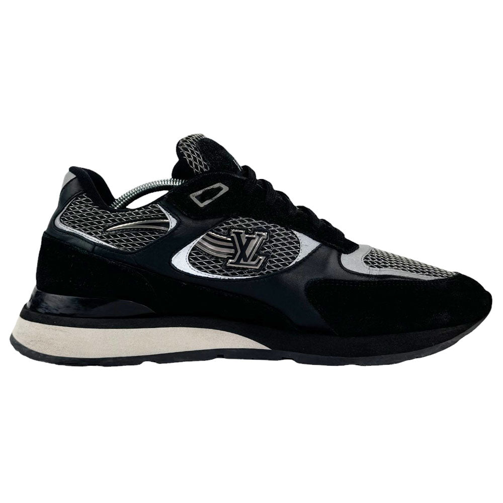LOUIS VUITTON Run Away Trainers Black Grey Suede Leather Size 8.5 UK LHQ244
