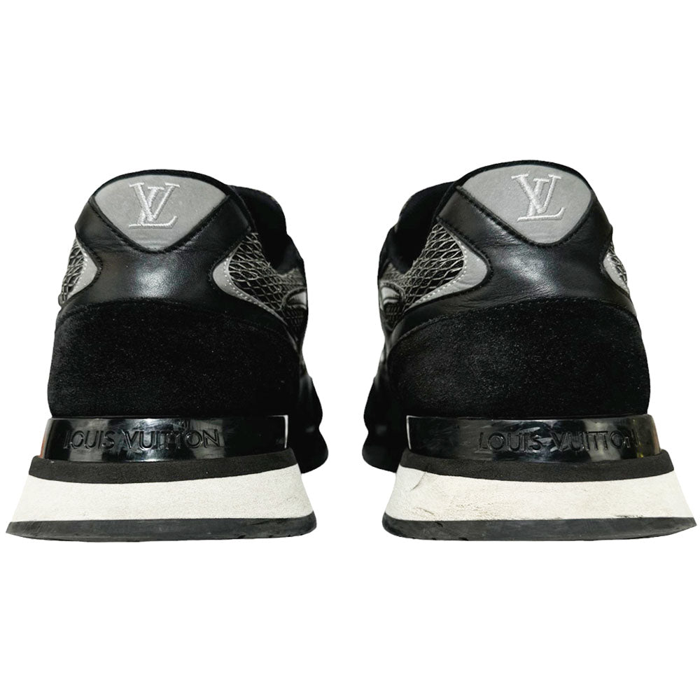 LOUIS VUITTON Run Away Trainers Black Grey Suede Leather Size 8.5 UK LHQ244