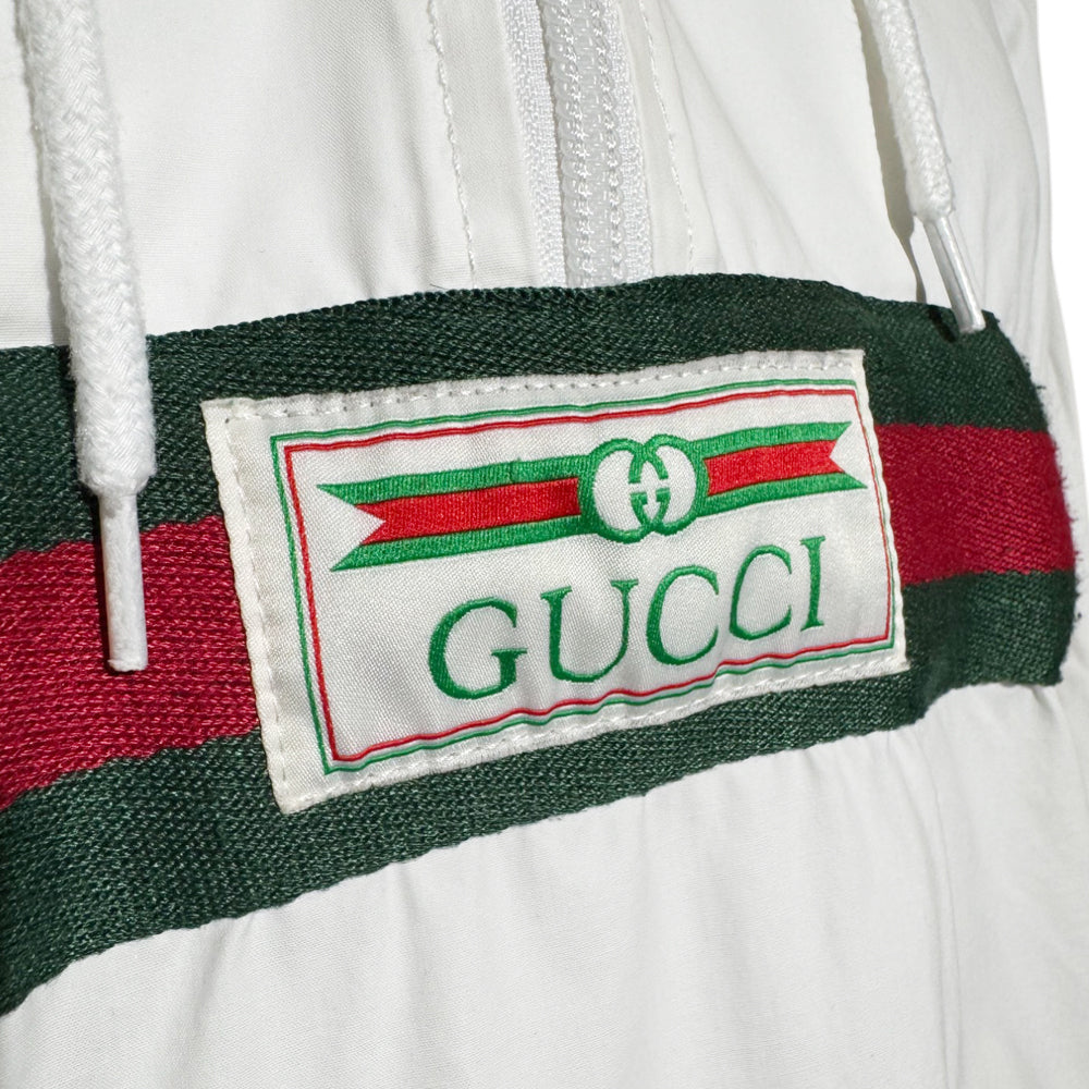 GUCCI Hooded Half Zip Jacket White Sherry Line Size Small LHQ416