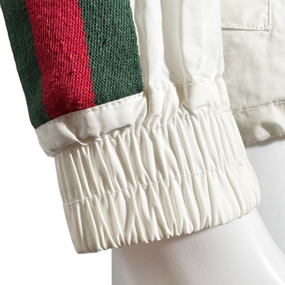 GUCCI Hooded Half Zip Jacket White Sherry Line Size Small LHQ416
