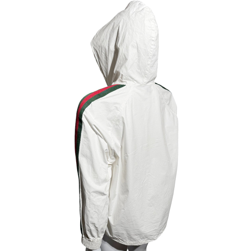 GUCCI Hooded Half Zip Jacket White Sherry Line Size Small LHQ416