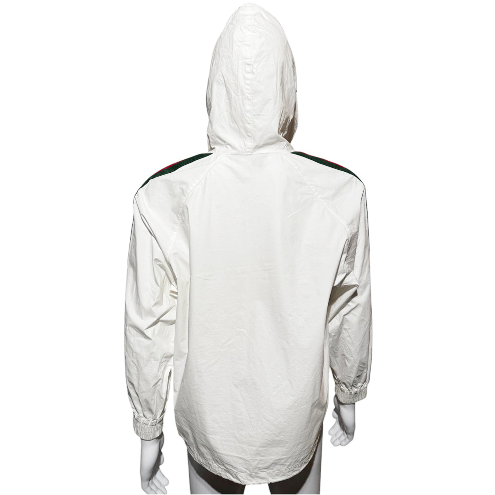 GUCCI Hooded Half Zip Jacket White Sherry Line Size Small LHQ416
