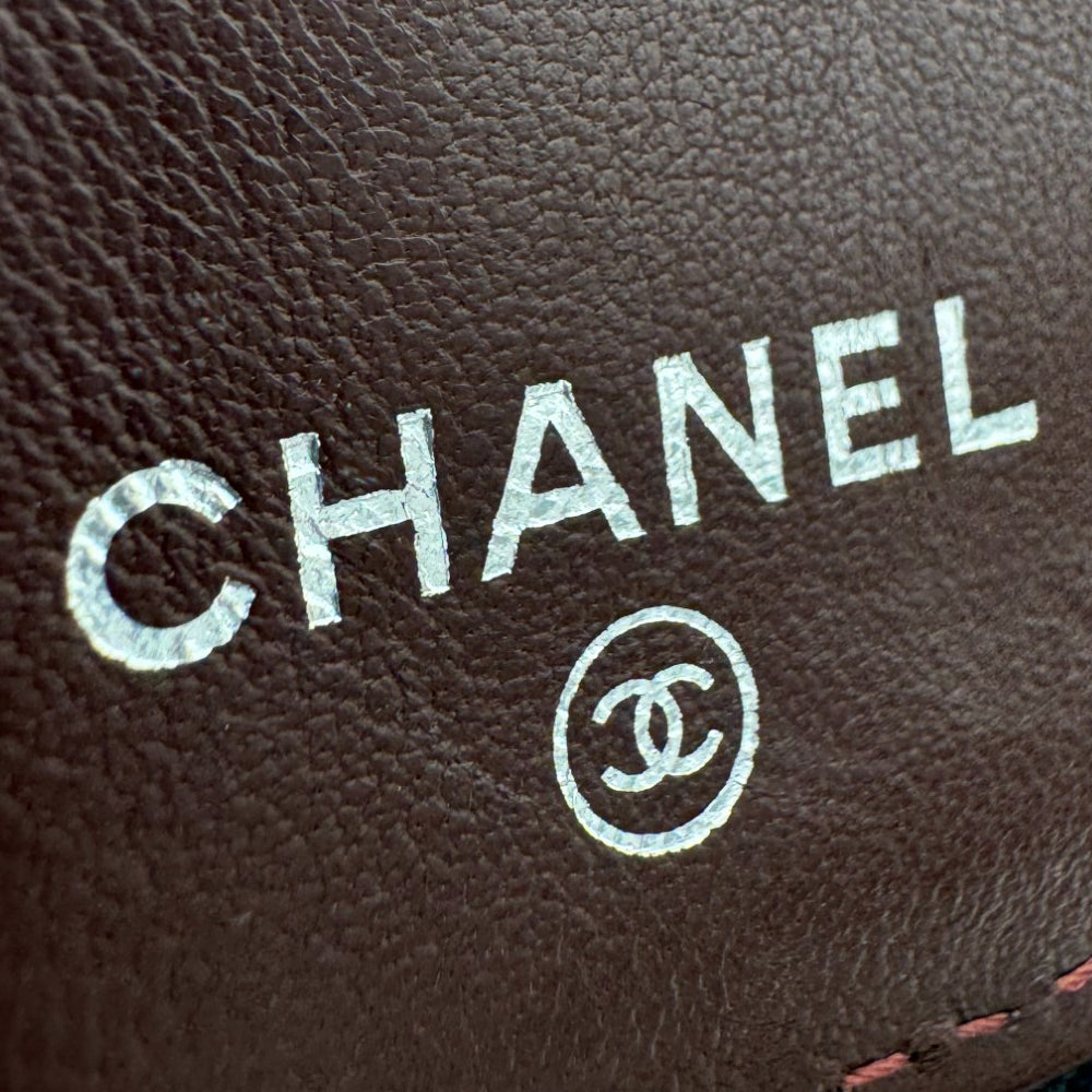 CHANEL Zip-Around Quilted Leather Black Wallet Purse LHQ459