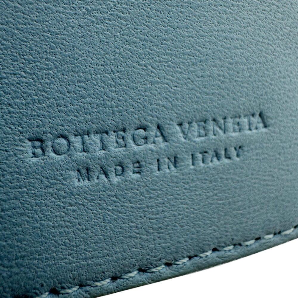 BOTTEGA VENETA Intreciatto Leather Blue Wallet Purse LHQ465