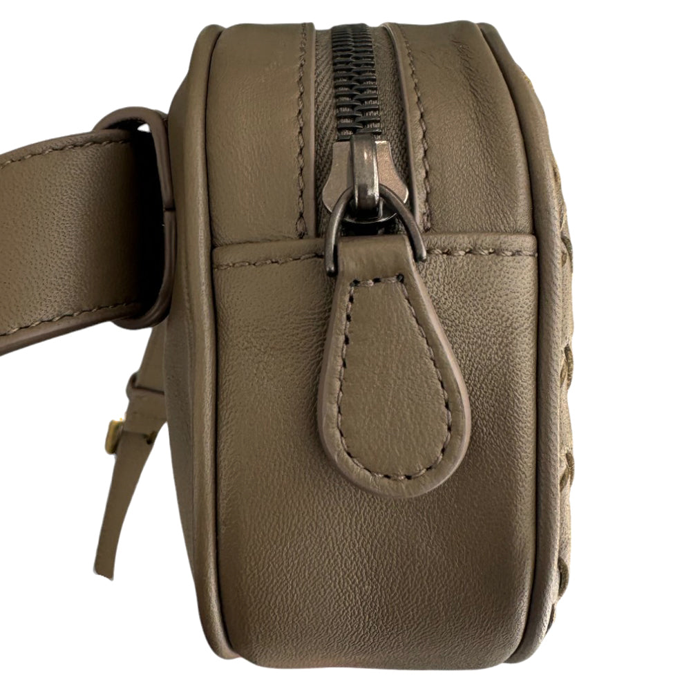 BOTTEGA VENETA Intreciatto Leather Brown Belt Bag LHQ466