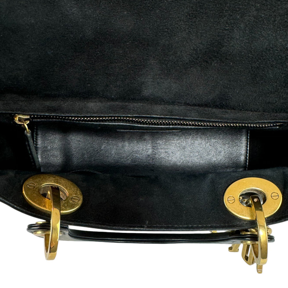 CHRISTIAN DIOR Lady Dior Black Studded Leather Cannage Bag LHQ480