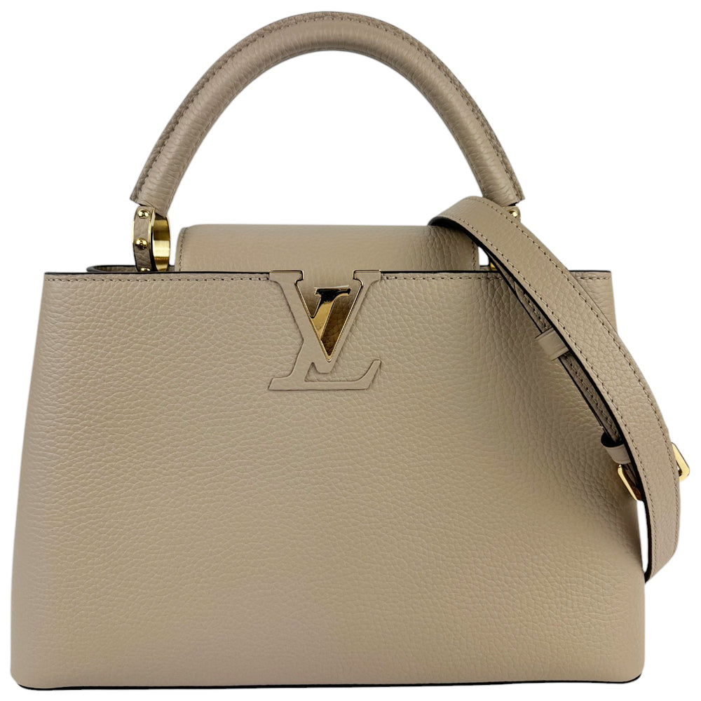 LOUIS VUITTON Capucines MM Galet Leather Handbag Shoulder Bag LHQ485