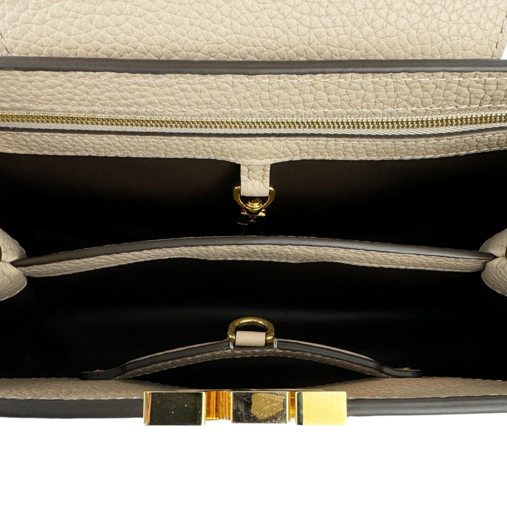LOUIS VUITTON Capucines MM Galet Leather Handbag Shoulder Bag LHQ485