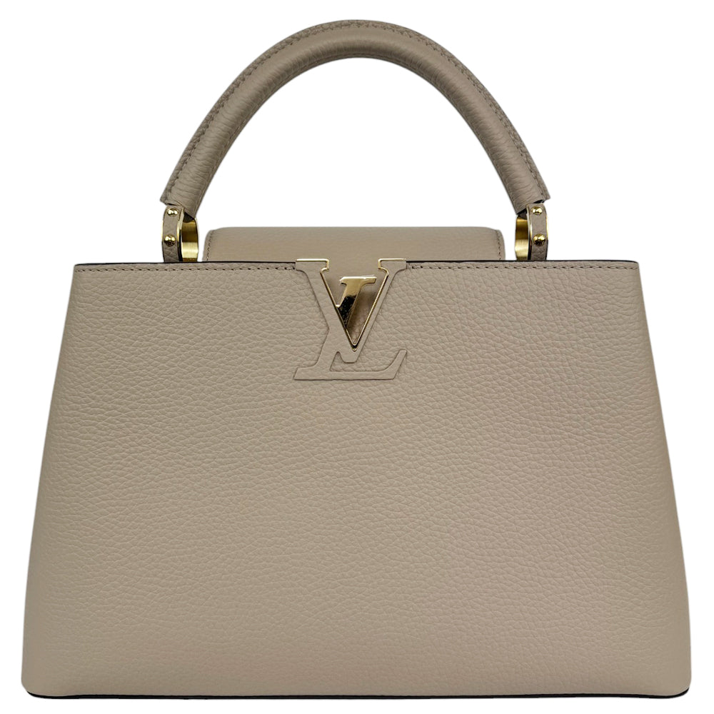 LOUIS VUITTON Capucines MM Galet Leather Handbag Shoulder Bag LHQ485
