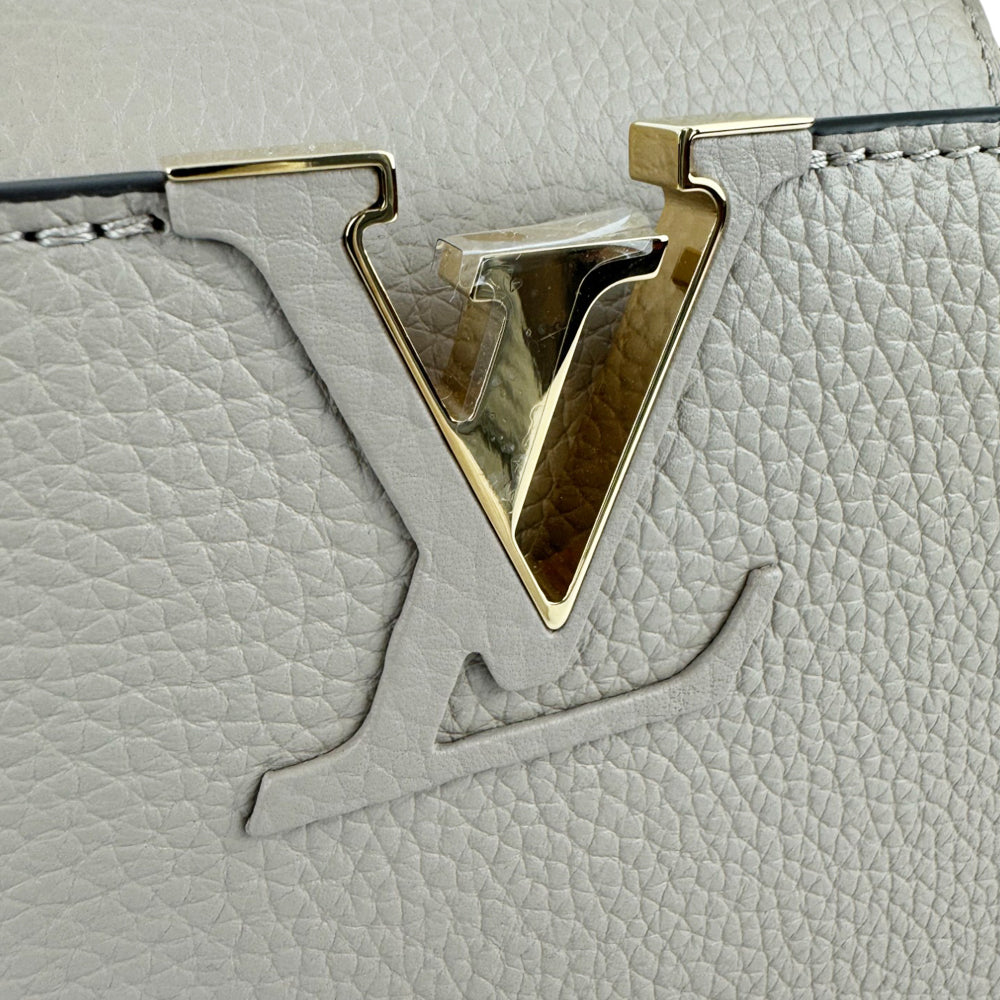 LOUIS VUITTON Capucines MM Galet Leather Handbag Shoulder Bag LHQ485
