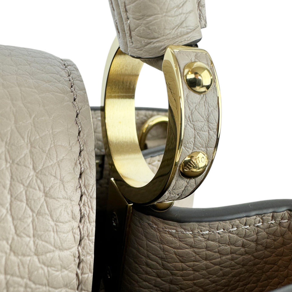 LOUIS VUITTON Capucines MM Galet Leather Handbag Shoulder Bag LHQ485