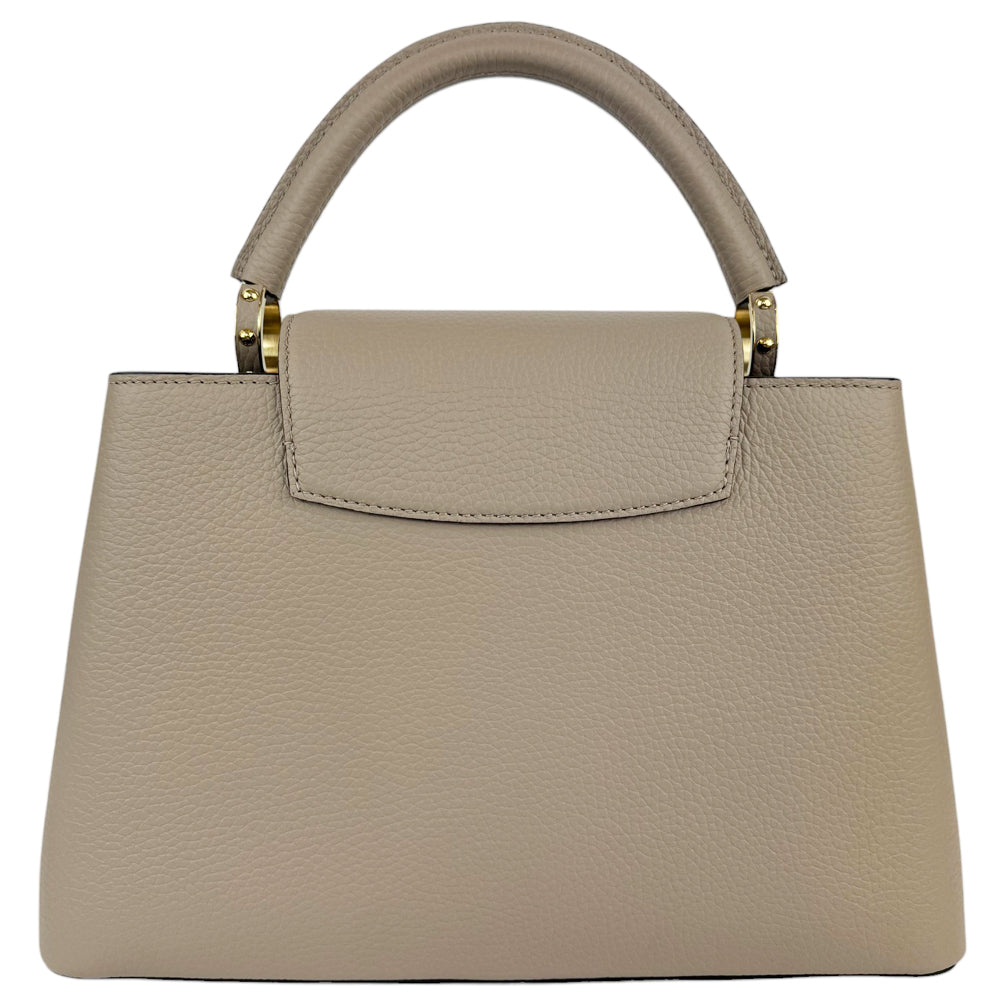 LOUIS VUITTON Capucines MM Galet Leather Handbag Shoulder Bag LHQ485