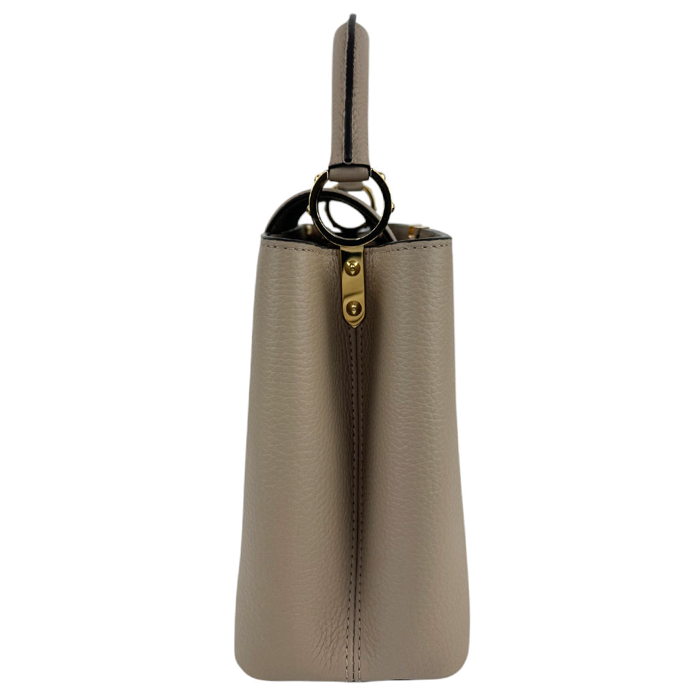 LOUIS VUITTON Capucines MM Galet Leather Handbag Shoulder Bag LHQ485