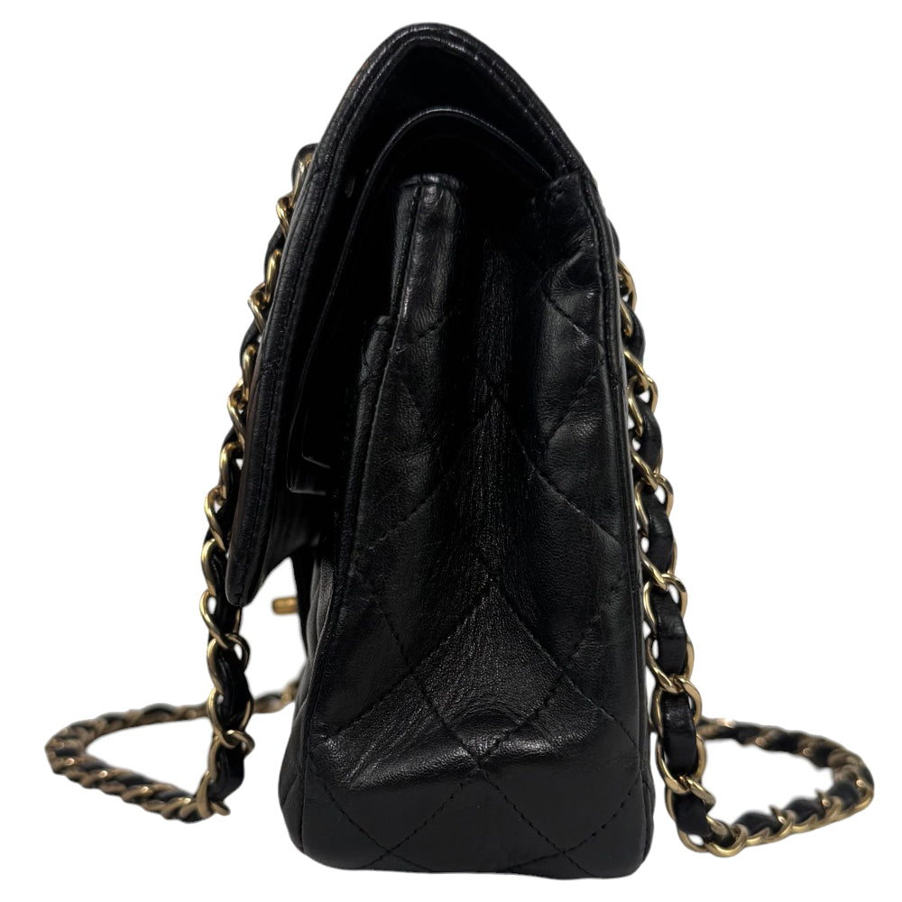 CHANEL Medium Classic Flap Black Leather Shoulder Bag LHQ491