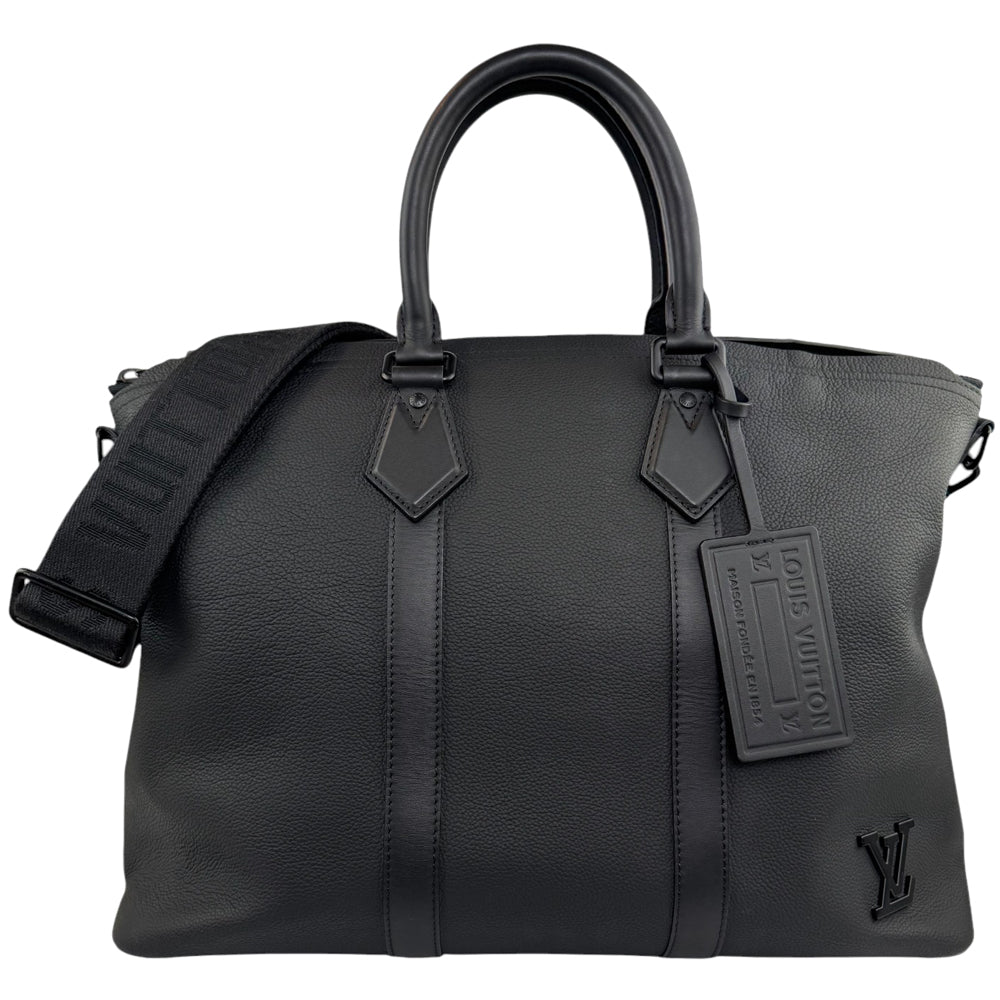 LOUIS VUITTON Black Leather Aerogram Lock It Shoulder Bag LHQ510