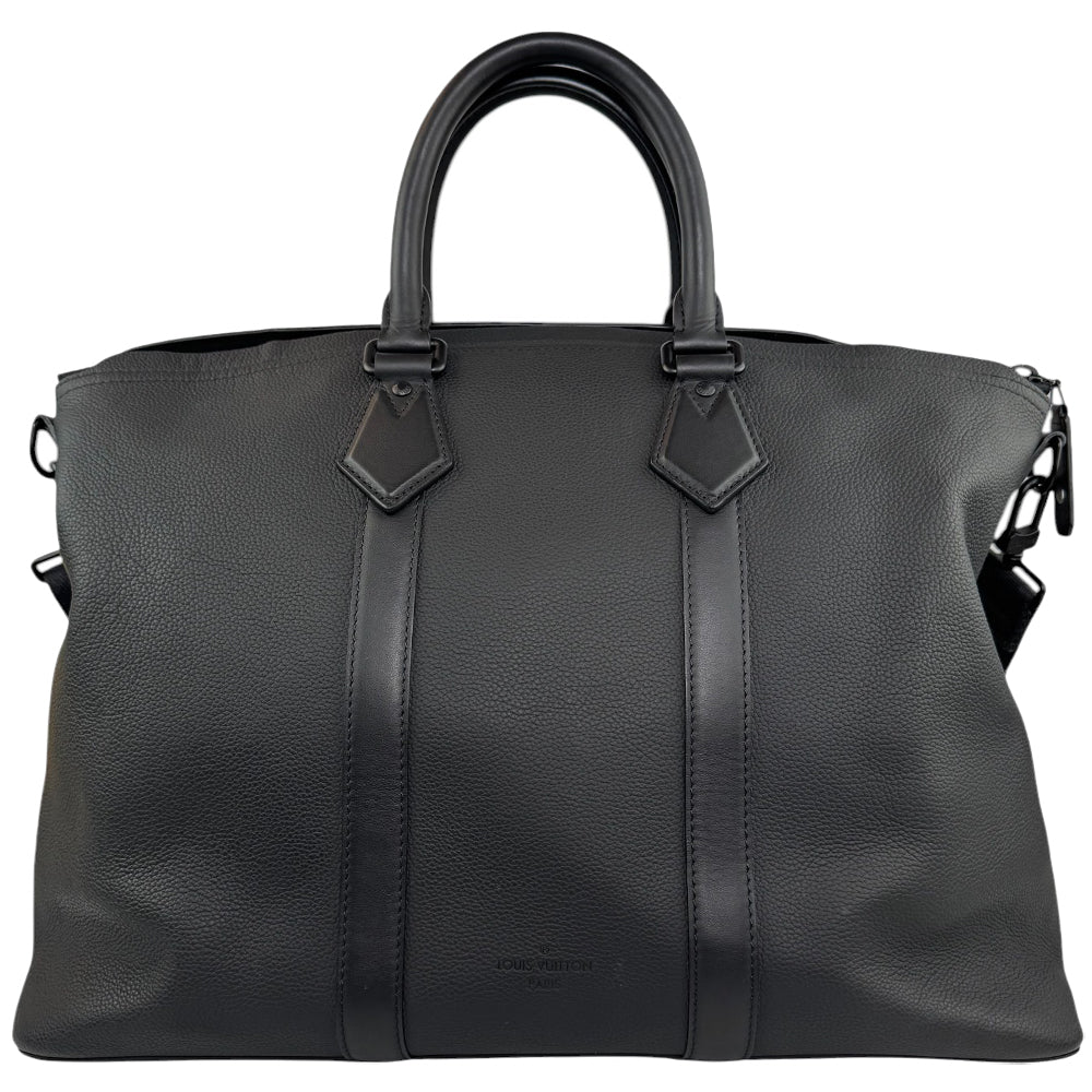 LOUIS VUITTON Black Leather Aerogram Lock It Shoulder Bag LHQ510
