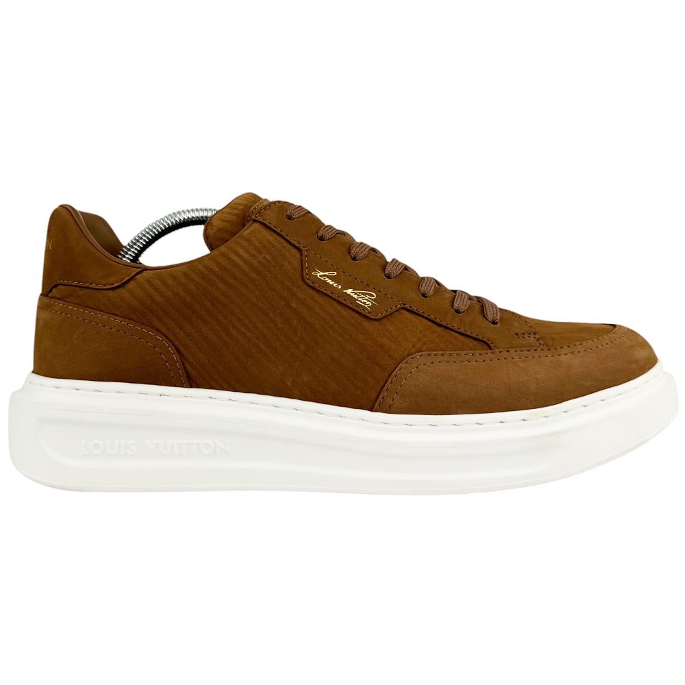 LOUIS VUITTON Brown Leather Beverley Hills Trainer Size 8 UK LHQ513