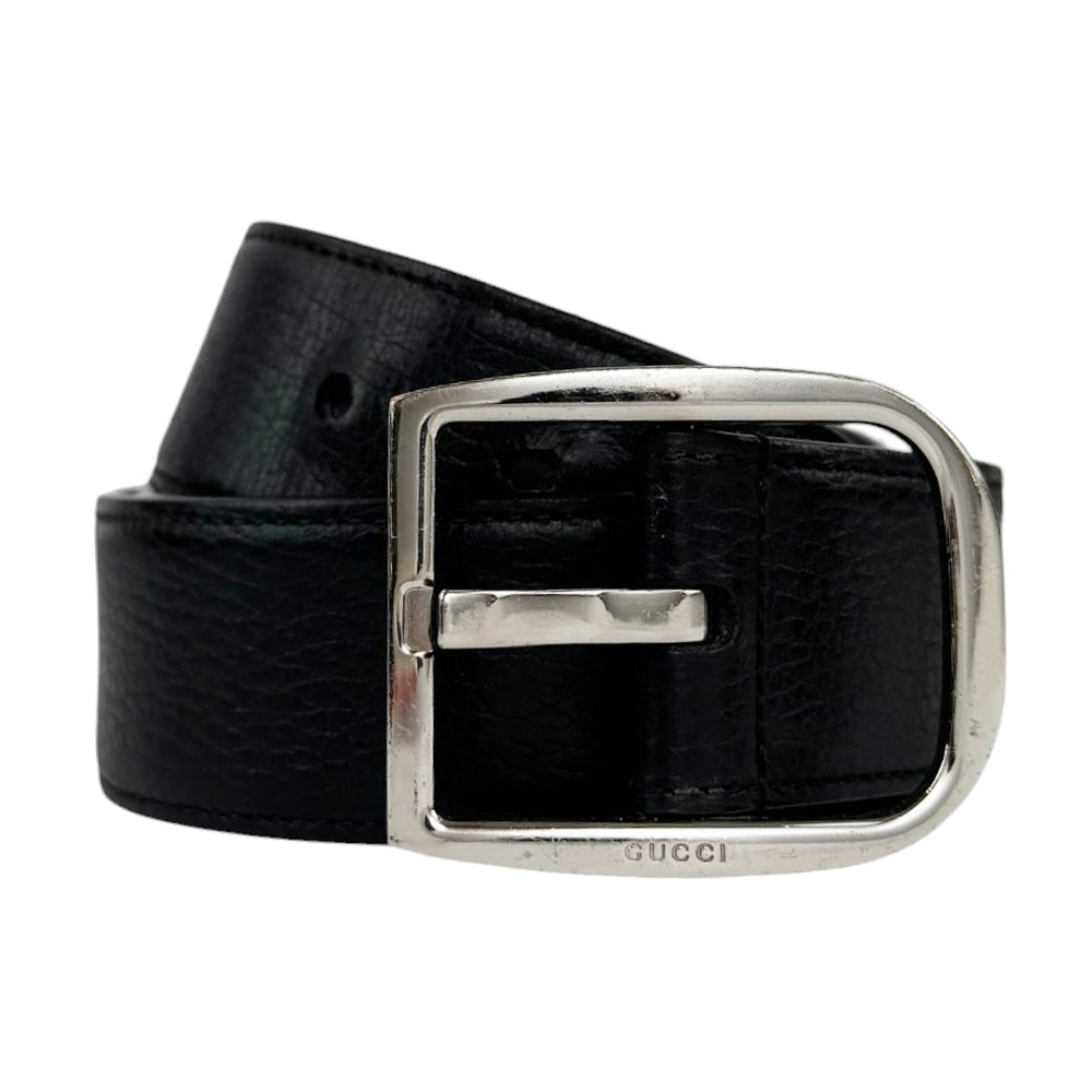 GUCCI Black Leather Belt Size 100cm LHQ518