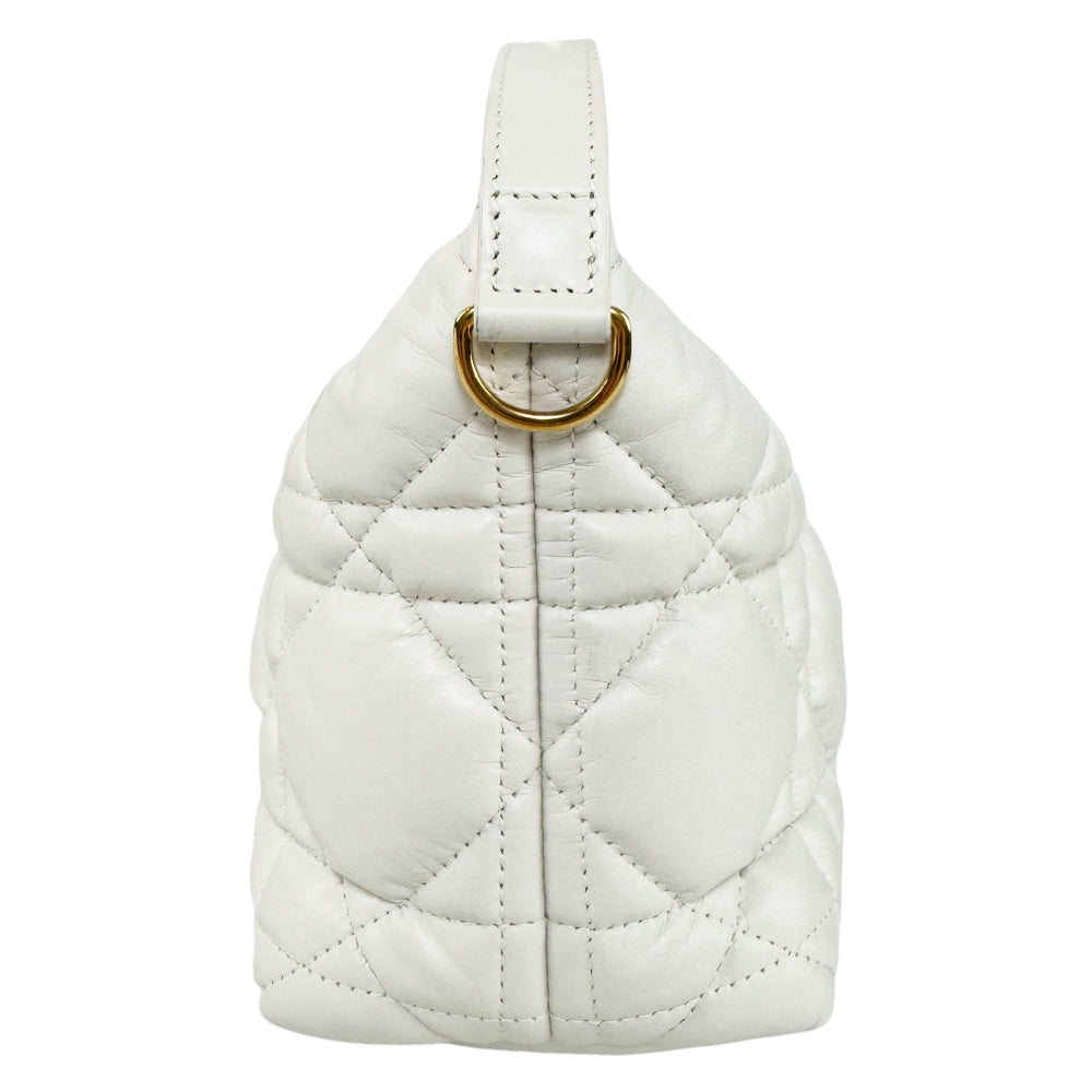 CHRISTIAN DIOR Nomad White Leather Shoulder Bag LHQ521