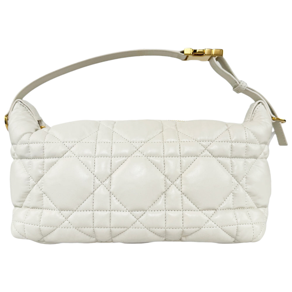 CHRISTIAN DIOR Nomad White Leather Shoulder Bag LHQ521