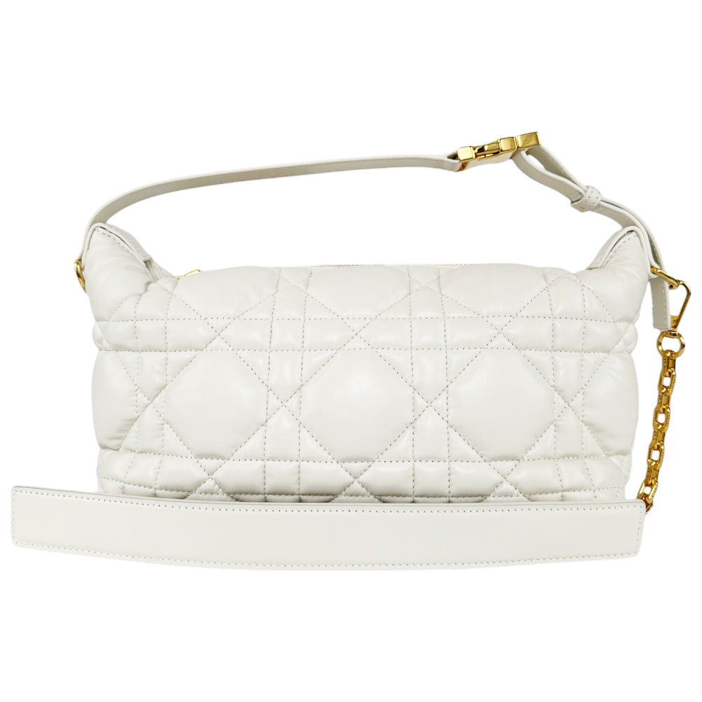 CHRISTIAN DIOR Nomad White Leather Shoulder Bag LHQ521