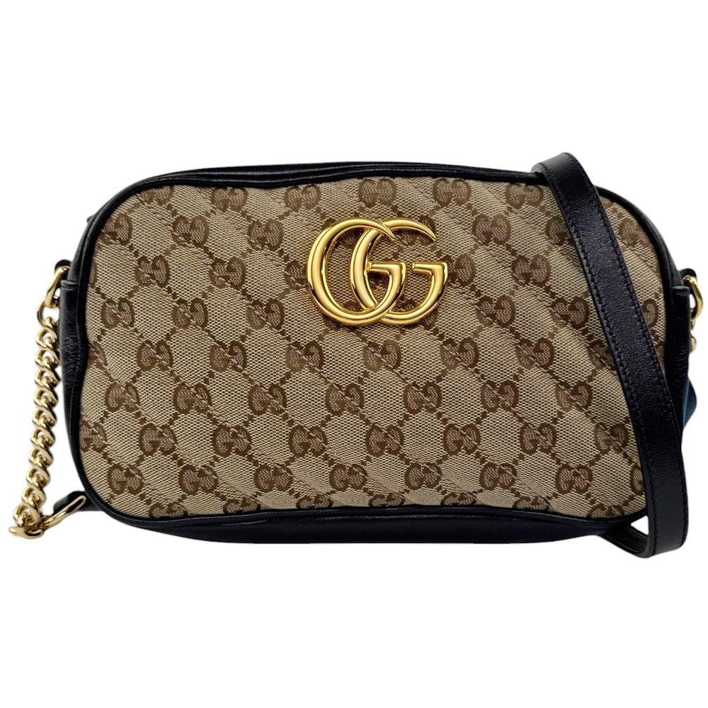 GUCCI GG Marmont Brown Canvas Chain Shoulder Bag LHQ523