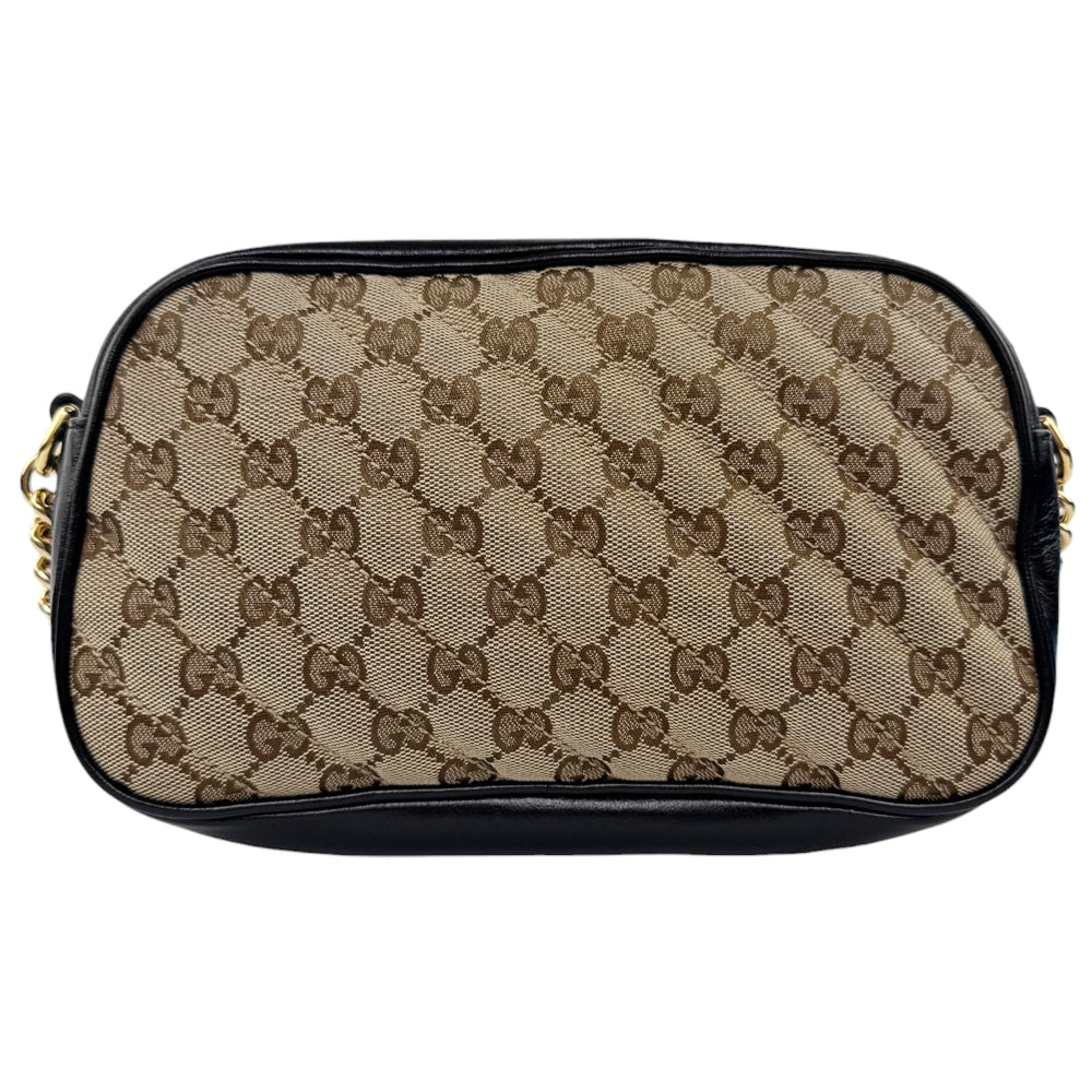 GUCCI GG Marmont Brown Canvas Chain Shoulder Bag LHQ523