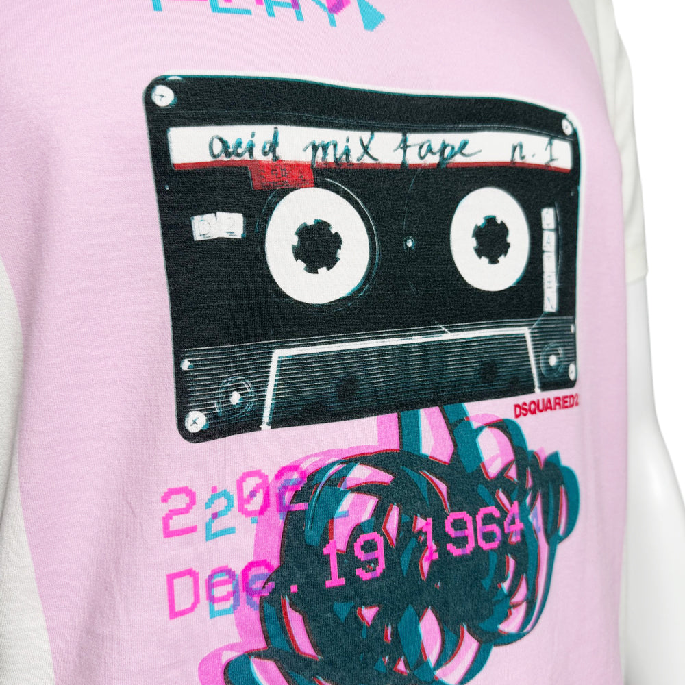 DSquared2 Cassette Tape White T-Shirt Size Medium LHQ536