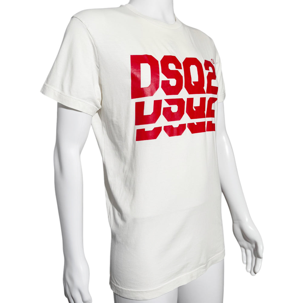 DSquared2 Tri-Logo White T-Shirt Size Medium LHQ537