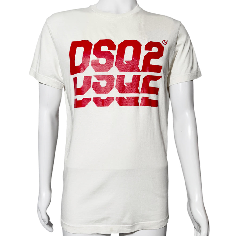 DSquared2 Tri-Logo White T-Shirt Size Medium LHQ537