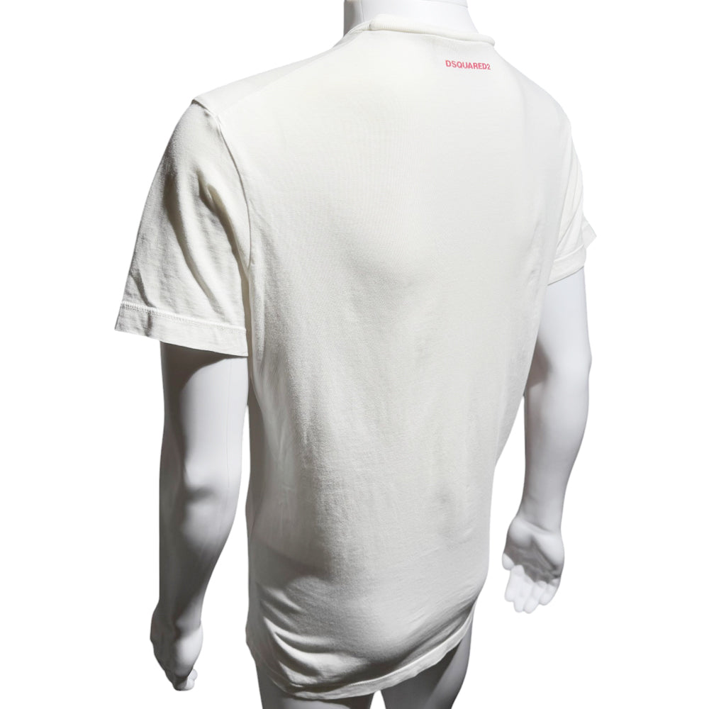 DSquared2 Tri-Logo White T-Shirt Size Medium LHQ537