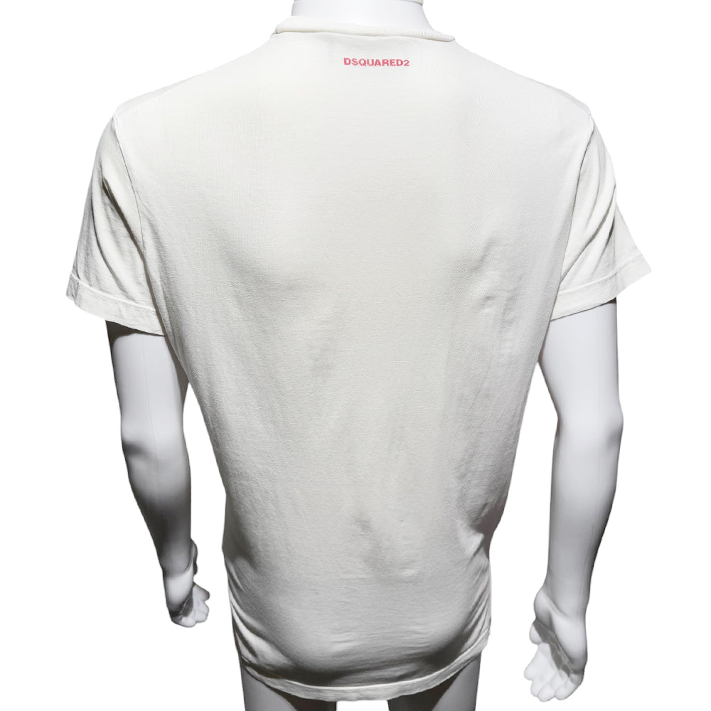 DSquared2 Tri-Logo White T-Shirt Size Medium LHQ537