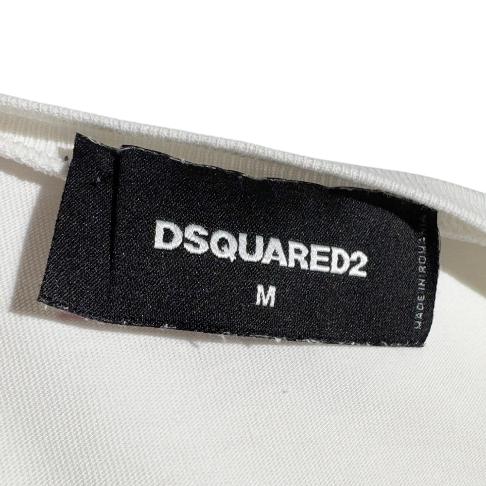 DSquared2 Tri-Logo White T-Shirt Size Medium LHQ537