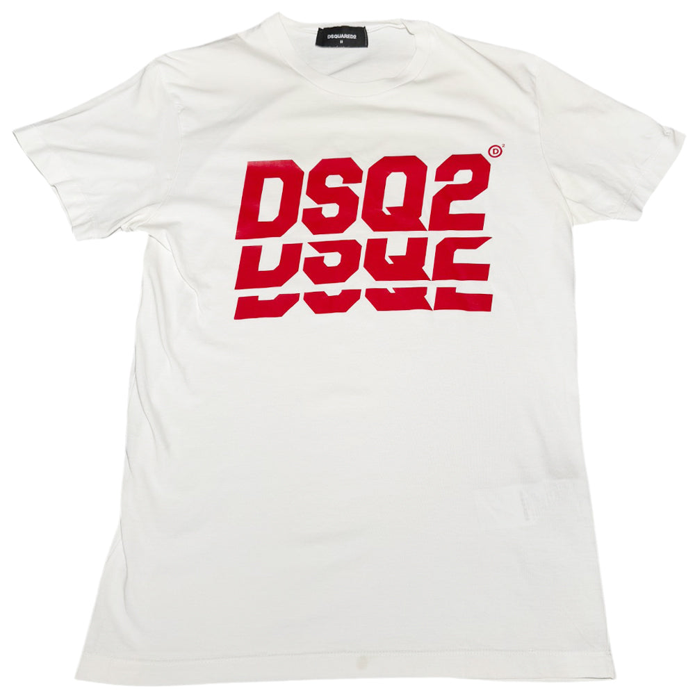 DSquared2 Tri-Logo White T-Shirt Size Medium LHQ537