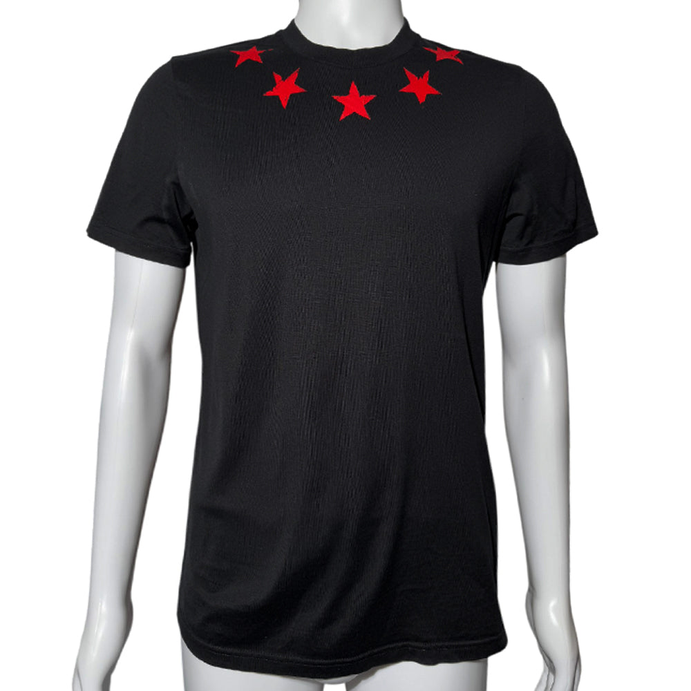 GIVENCHY Distressed Star Neckline Black T-Shirt Size Small LHQ539