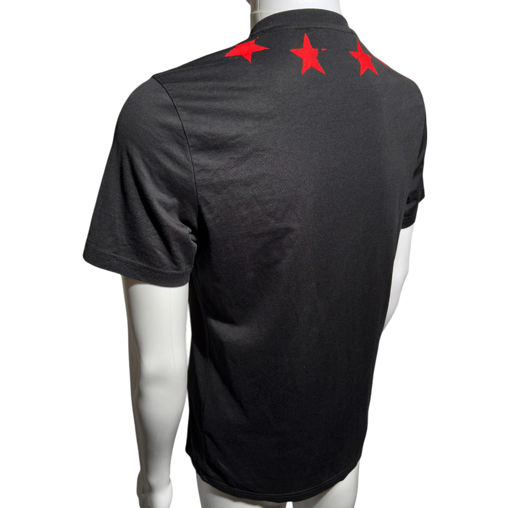 GIVENCHY Distressed Star Neckline Black T-Shirt Size Small LHQ539