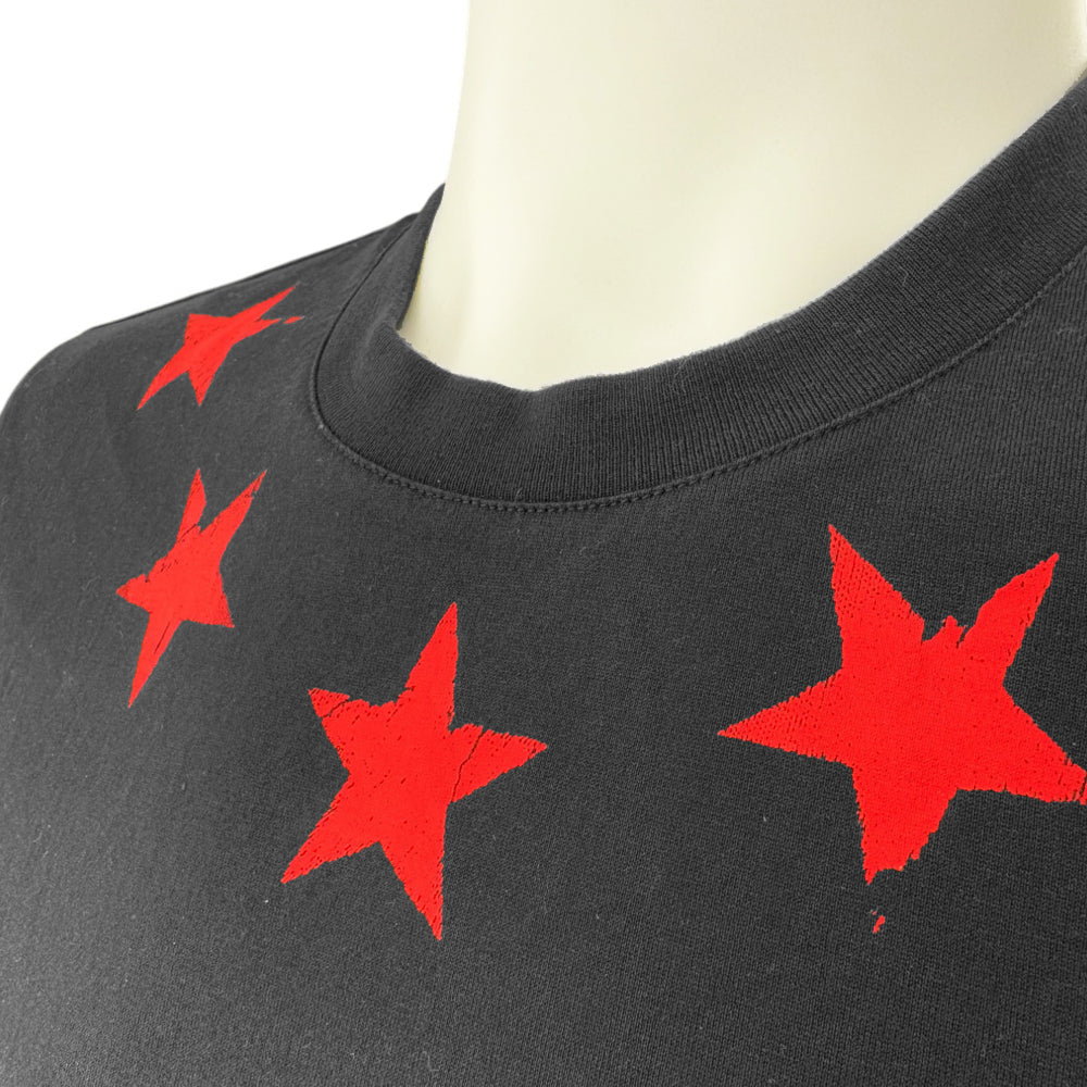GIVENCHY Distressed Star Neckline Black T-Shirt Size Small LHQ539
