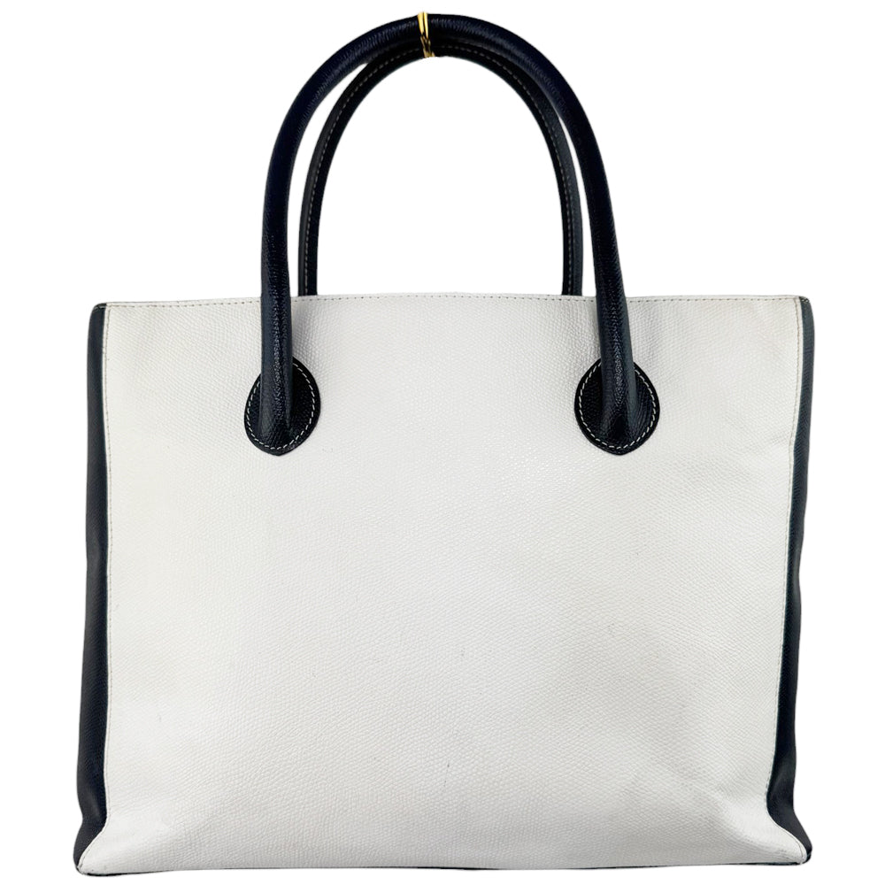 CELINE White and Navy Tote Handbag LHQ541