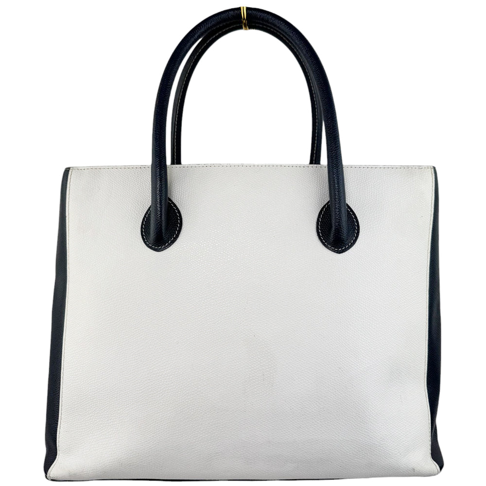 CELINE White and Navy Tote Handbag LHQ541
